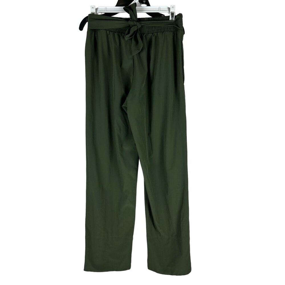 Tahari Women's XS Olive Green High-Waist Wide-Leg Pants With Tie Waist